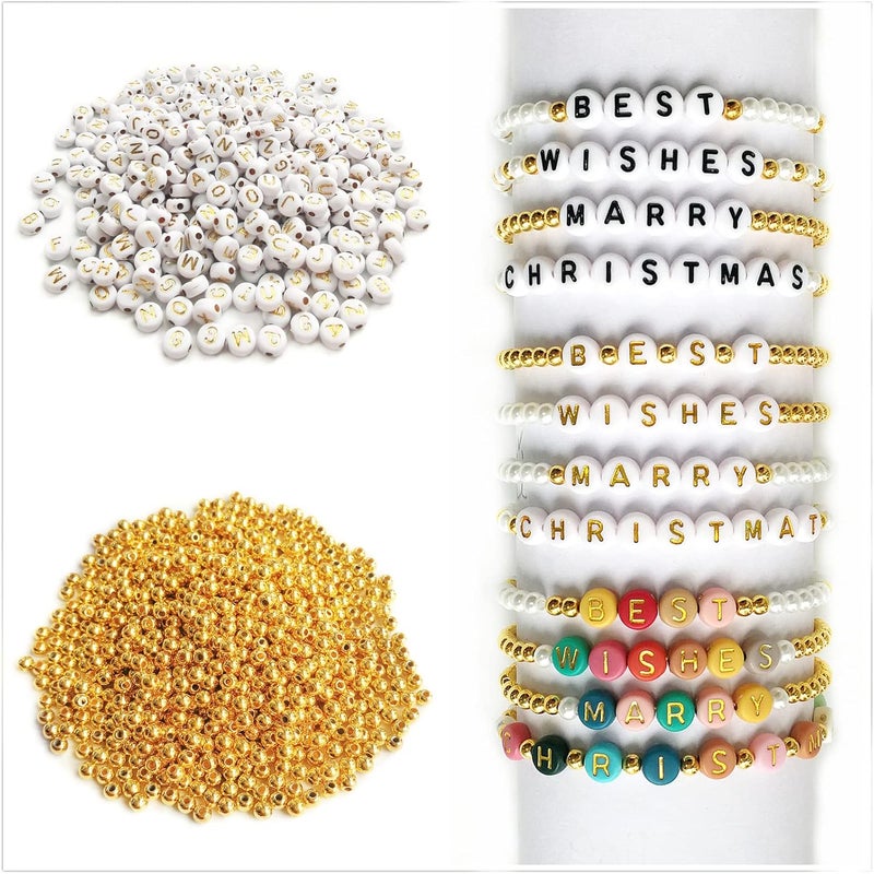 Looconi Amaney 2000pcs Letter and Gold Spacer Beads Kit for DIY Bracelet Necklace Craft Jewelry Making - Image 5